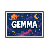 Gemma Name Art - Space Explorers personalized wall print for kids