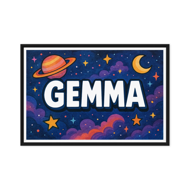 Gemma Name Art - Space Explorers personalized wall print for kids