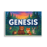 Genesis Name Art - Forest Friends personalized wall print for kids