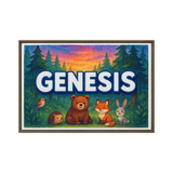Genesis Name Art - Forest Friends personalized wall print for kids