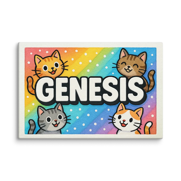 Genesis Name Art - Colorful Cats Personalized Wall Art