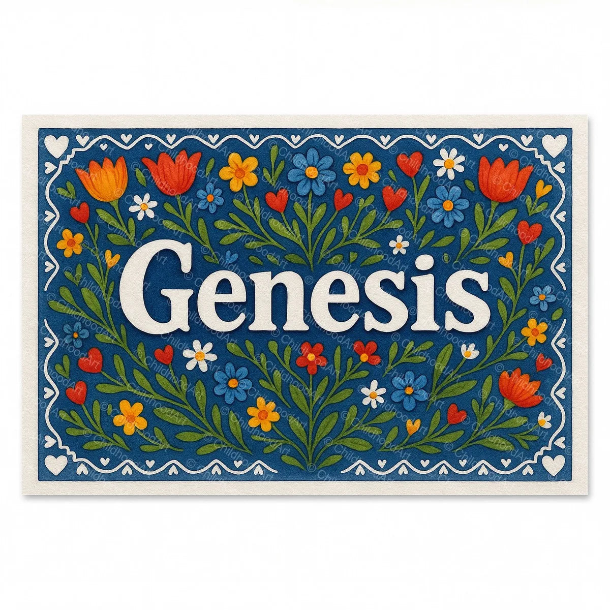 Genesis Floral Farmhouse Name Art - Full size image