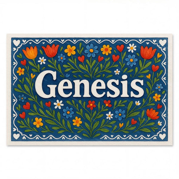 Genesis Name Art - Floral Farmhouse Personalized Wall Art