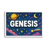 Genesis Name Art - Space Explorers personalized wall print for kids