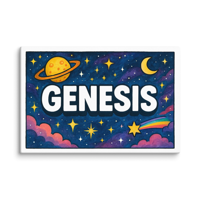 Genesis Name Art - Space Explorers personalized wall print for kids