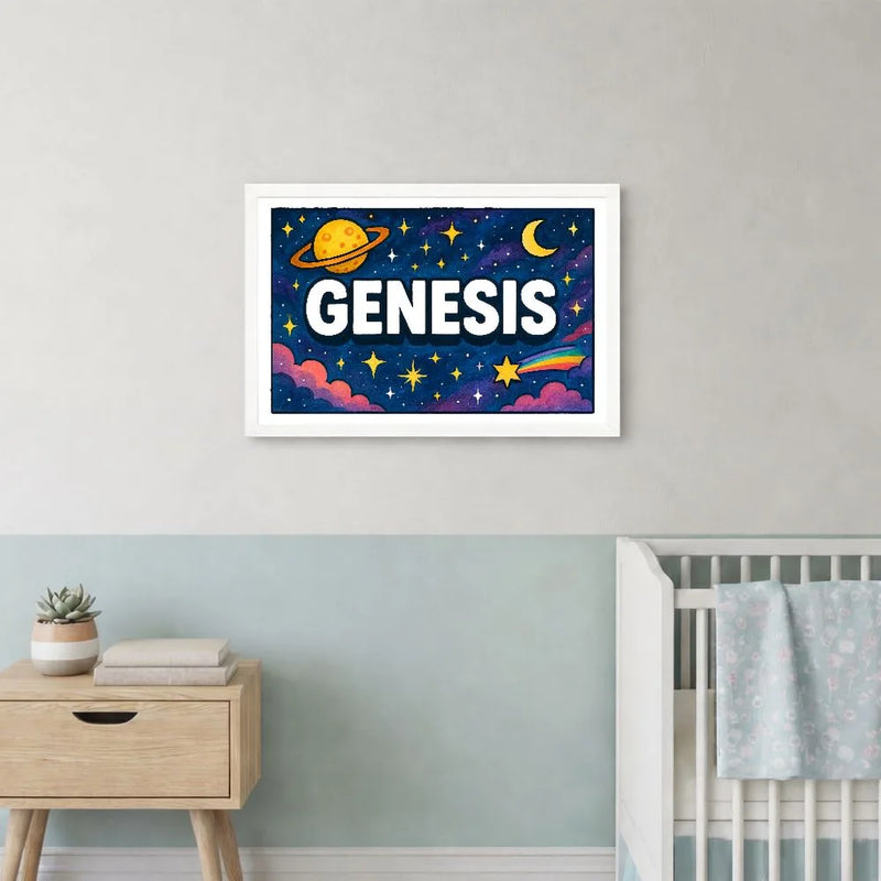 Genesis Name Art - Space Explorers personalized wall print for kids