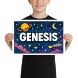 Genesis Name Art - Space Explorers personalized wall print for kids