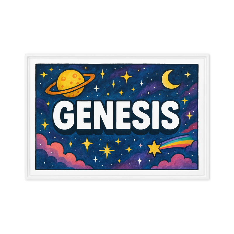 Genesis Name Art - Space Explorers personalized wall print for kids