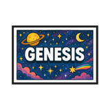 Genesis Name Art - Space Explorers personalized wall print for kids