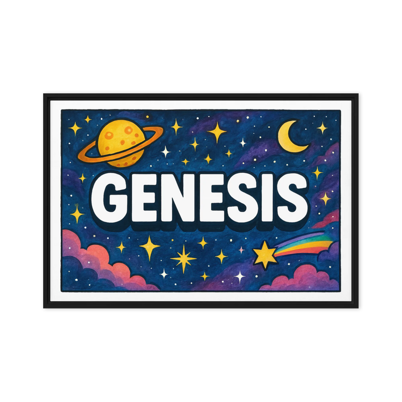 Genesis Name Art - Space Explorers personalized wall print for kids