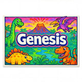 Genesis Name Art - Dinosaur Adventure personalized wall print for kids
