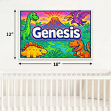Genesis Name Art - Dinosaur Adventure personalized wall print for kids
