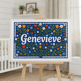 Genevieve Name Art - Floral Farmhouse personalized wall print for kids