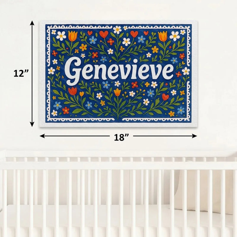 Genevieve Name Art - Floral Farmhouse personalized wall print for kids