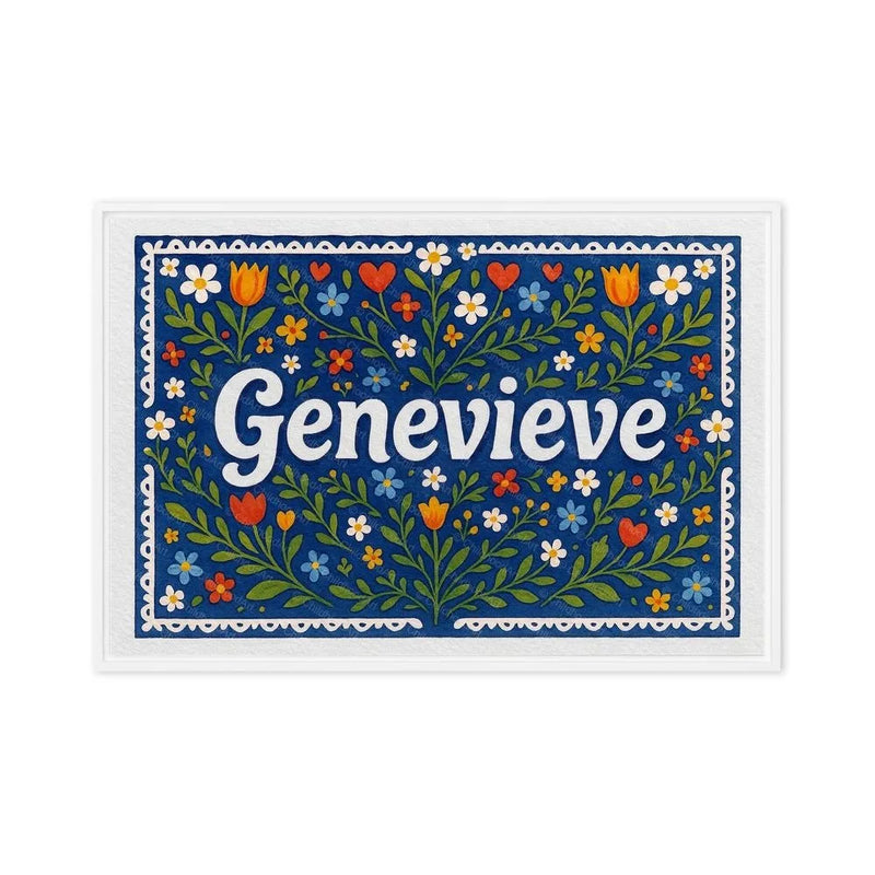 Genevieve Name Art - Floral Farmhouse personalized wall print for kids