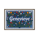 Genevieve Name Art - Floral Farmhouse personalized wall print for kids