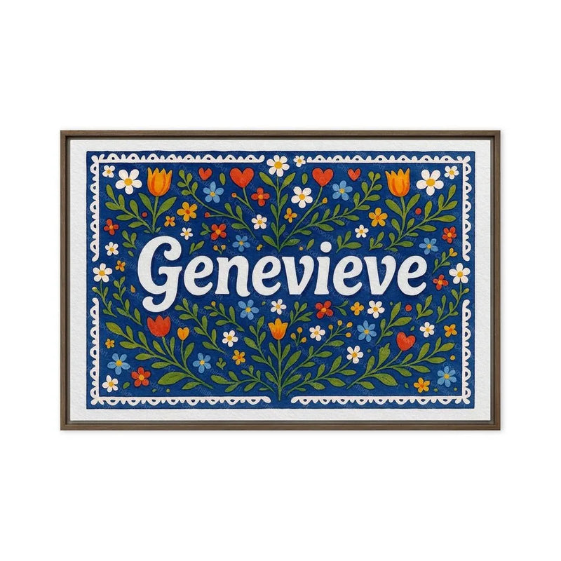 Genevieve Name Art - Floral Farmhouse personalized wall print for kids