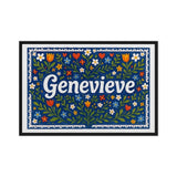 Genevieve Name Art - Floral Farmhouse personalized wall print for kids