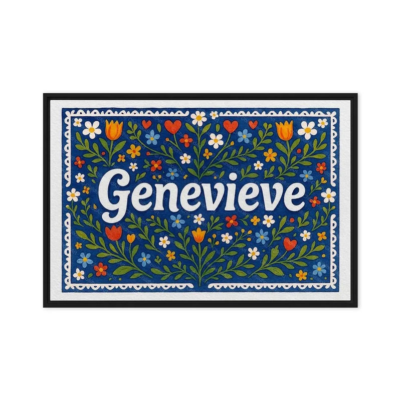 Genevieve Name Art - Floral Farmhouse personalized wall print for kids