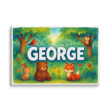 George Name Art - Forest Friends personalized wall print for kids