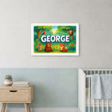 George Name Art - Forest Friends personalized wall print for kids