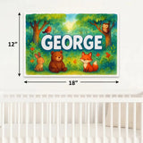 George Name Art - Forest Friends personalized wall print for kids