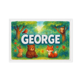 George Name Art - Forest Friends personalized wall print for kids