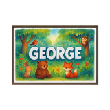 George Name Art - Forest Friends personalized wall print for kids