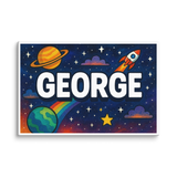 George Name Art - Space Explorers personalized wall print for kids