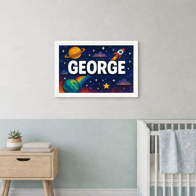 George Name Art - Space Explorers personalized wall print for kids
