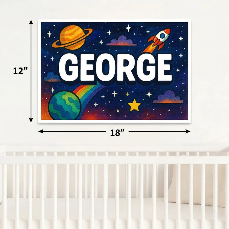 George Name Art - Space Explorers personalized wall print for kids