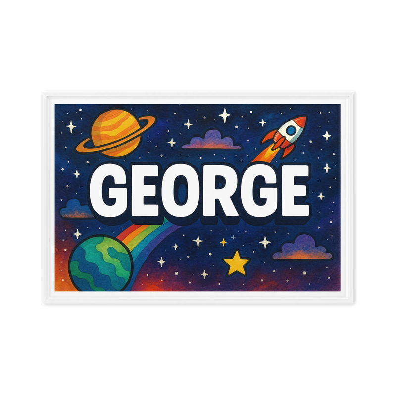 George Name Art - Space Explorers personalized wall print for kids