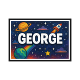 George Name Art - Space Explorers personalized wall print for kids