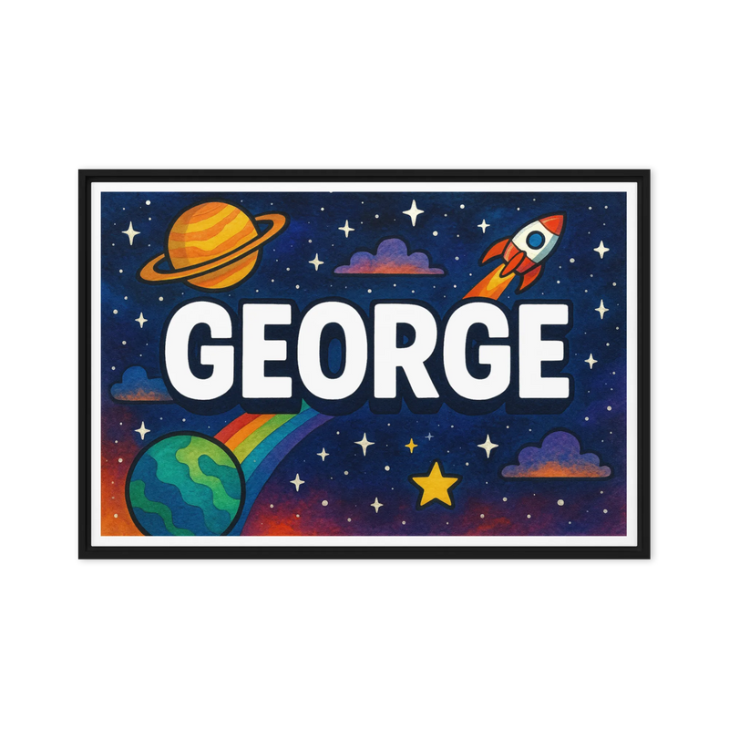 George Name Art - Space Explorers personalized wall print for kids