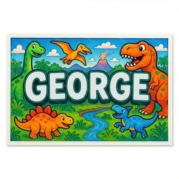 George Name Art - Dinosaur Adventure Personalized Wall Art