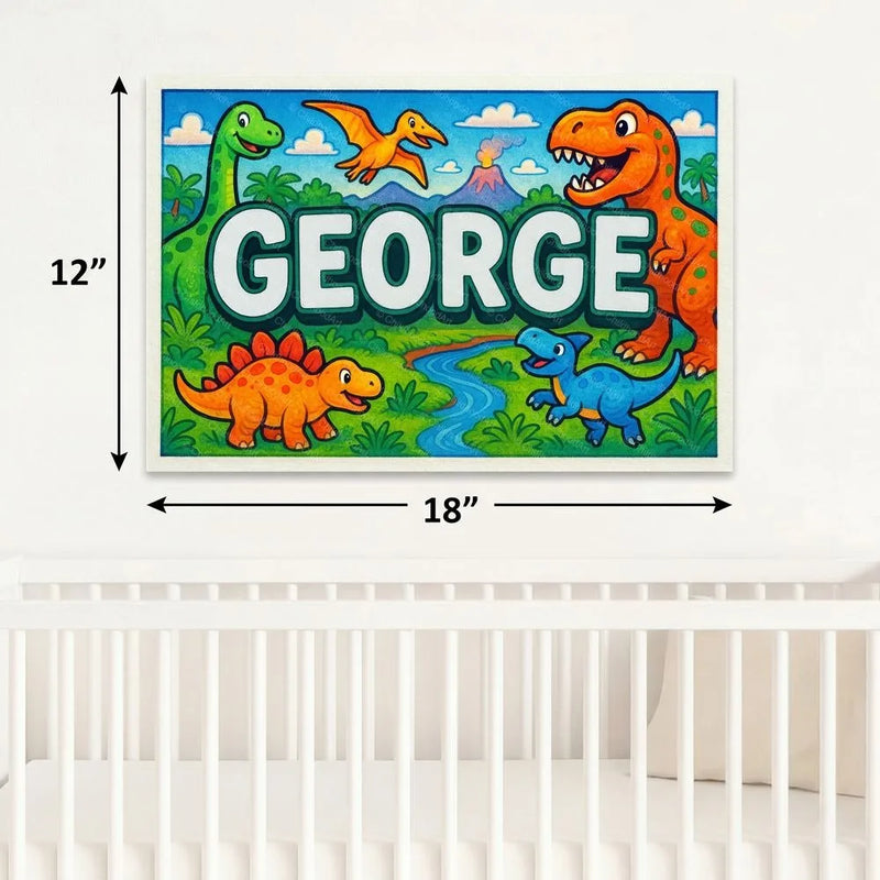 George Name Art - Dinosaur Adventure personalized wall print for kids