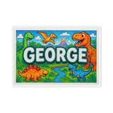 George Name Art - Dinosaur Adventure personalized wall print for kids