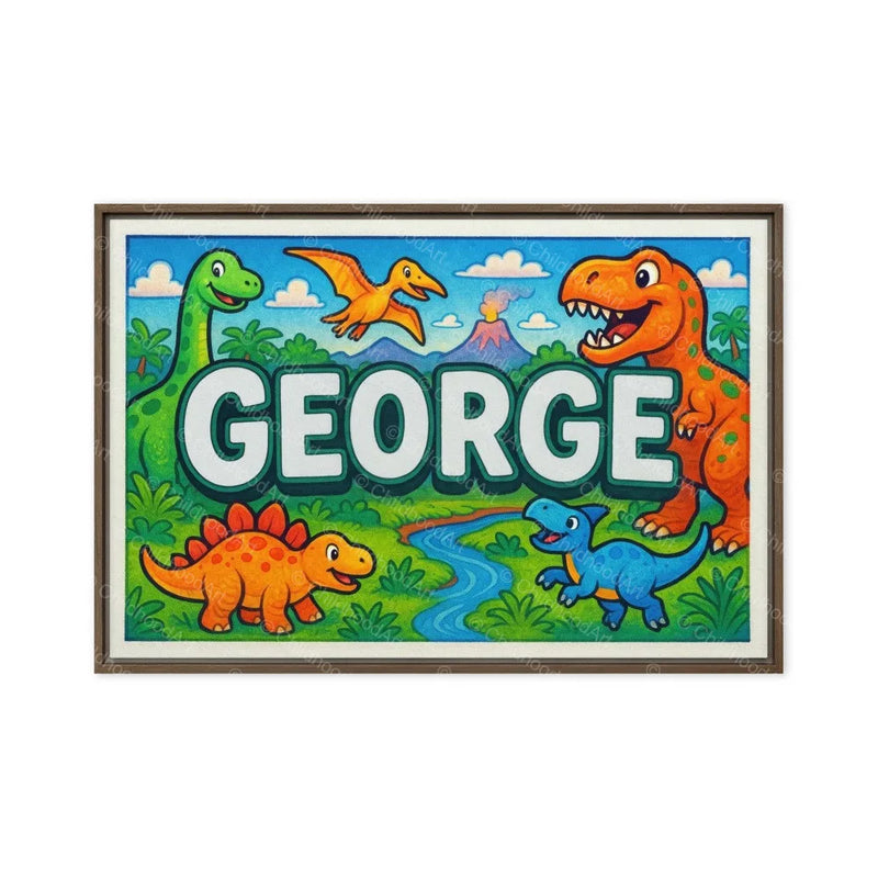 George Name Art - Dinosaur Adventure personalized wall print for kids