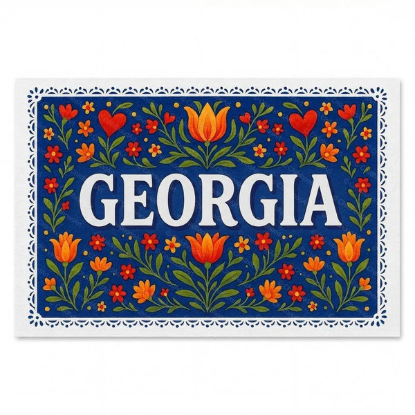 Georgia Name Art - Floral Farmhouse Personalized Wall Art