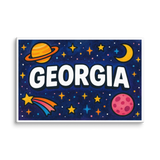 Georgia Name Art - Space Explorers personalized wall print for kids