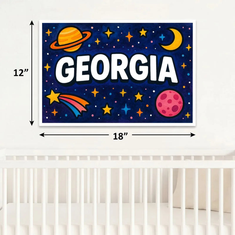 Georgia Name Art - Space Explorers personalized wall print for kids