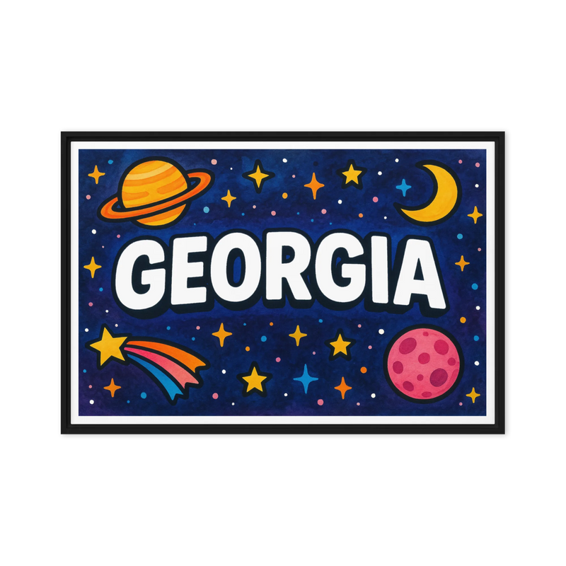 Georgia Name Art - Space Explorers personalized wall print for kids