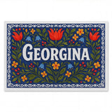 Georgina Name Art - Floral Farmhouse personalized wall print for kids
