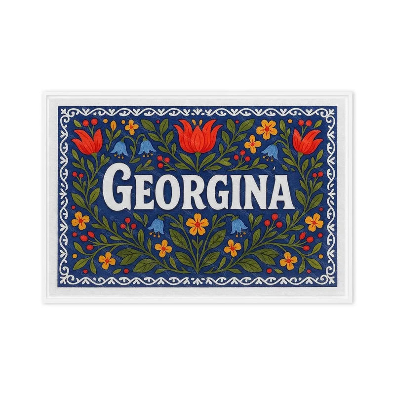 Georgina Name Art - Floral Farmhouse personalized wall print for kids