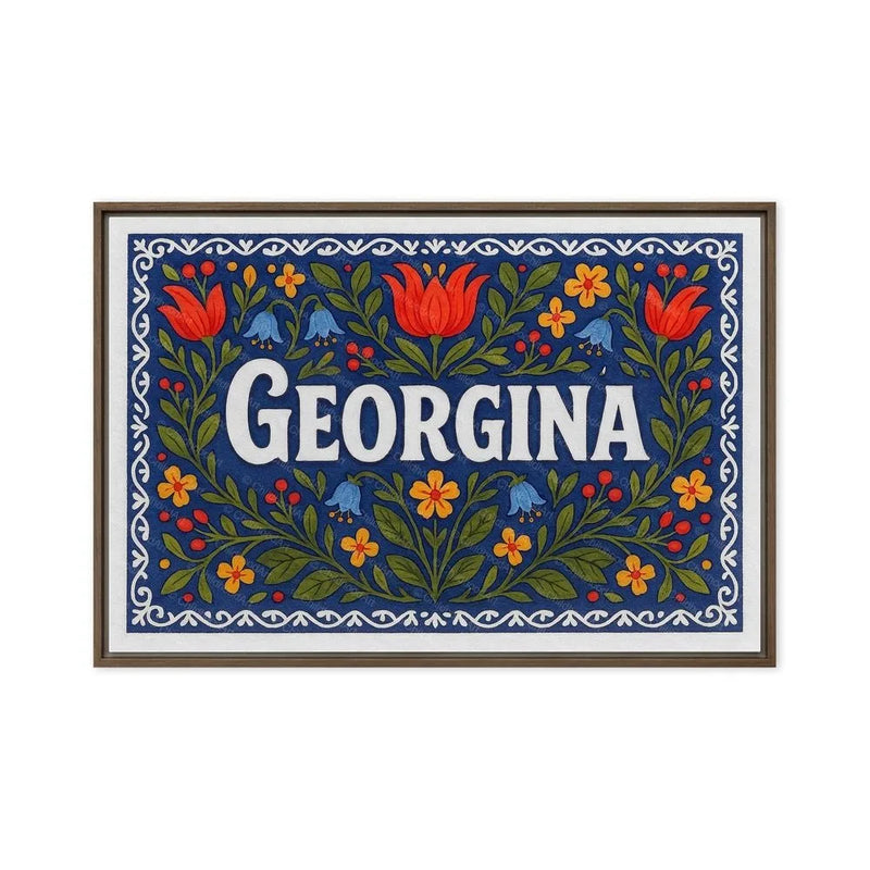 Georgina Name Art - Floral Farmhouse personalized wall print for kids