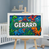 Gerard Name Art - Dinosaur Adventure personalized wall print for kids