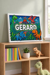 Gerard Name Art - Dinosaur Adventure personalized wall print for kids