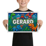 Gerard Name Art - Dinosaur Adventure personalized wall print for kids