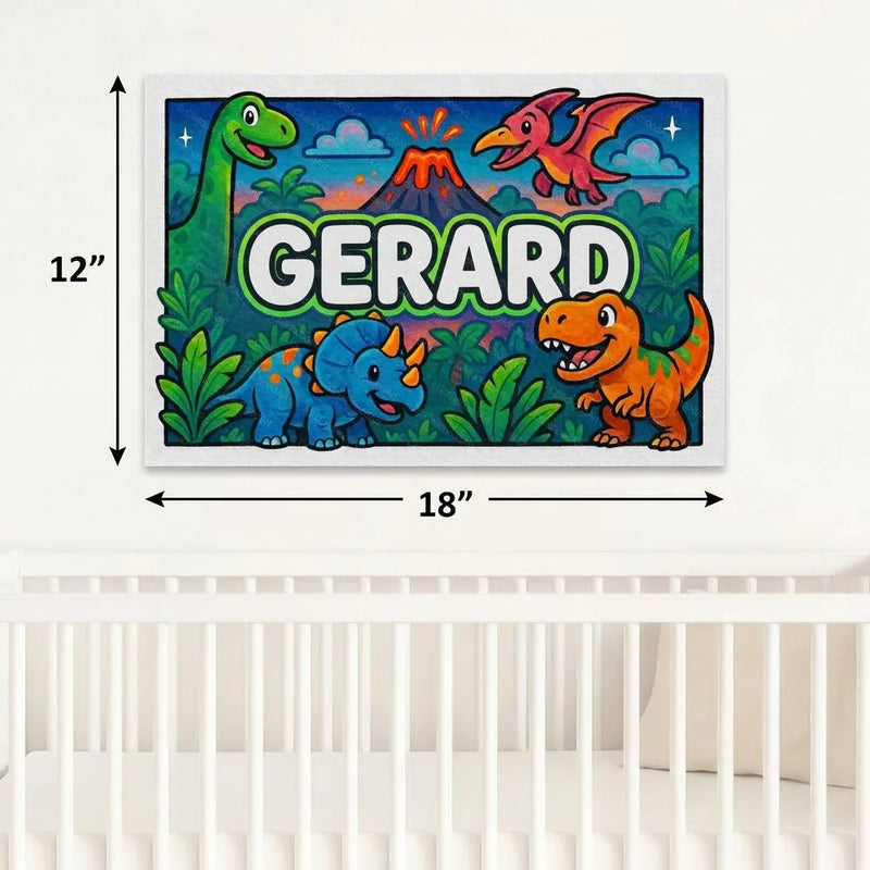 Gerard Name Art - Dinosaur Adventure personalized wall print for kids