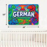 German Name Art - Dinosaur Adventure personalized wall print for kids